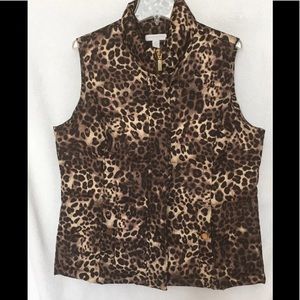 Charter Club Petite leopard winter jacket Vest